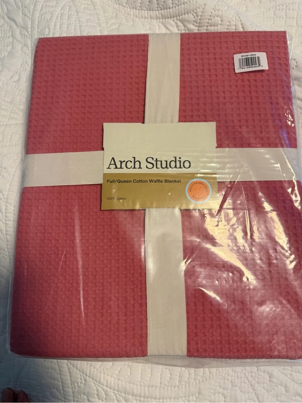 Waffle Knit Bed Blanket - Dusty Rose (NWT) Queen sized